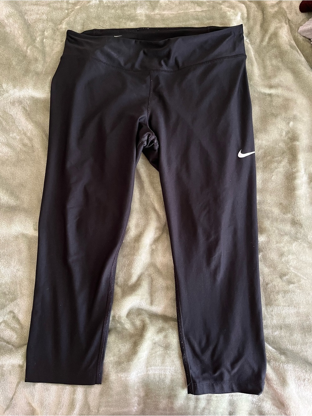 Nike Black Cropped Leggings with White Swoosh